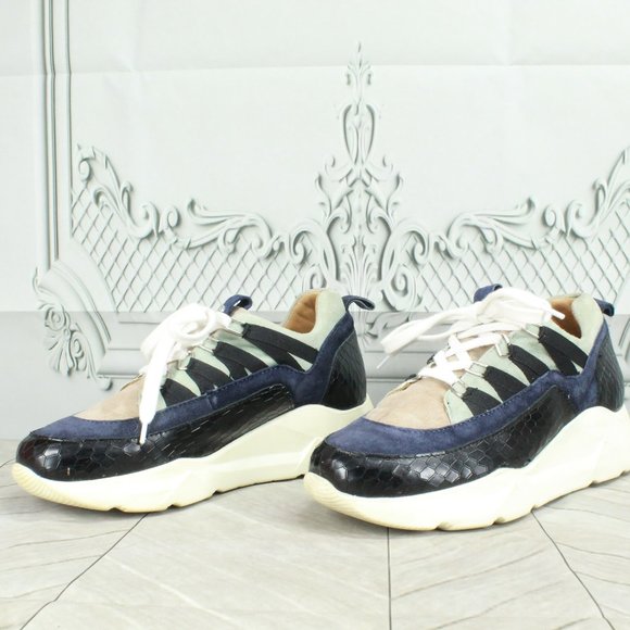 AQUATALIA Blue Leather & Suede Waterproof Lace-up Sneaker Shoes Size 7.5 - Picture 3 of 9